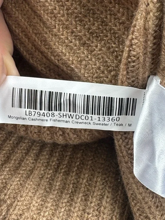 Quince Mongolian Cashmere Fisherman Crewneck Sweater Teak Medium - Picture 7 of 8